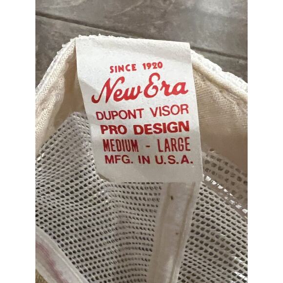 Vintage New Era Red White Blank Adjustable Snapback Hat M/L Made In USA DuPont - Picture 7 of 8